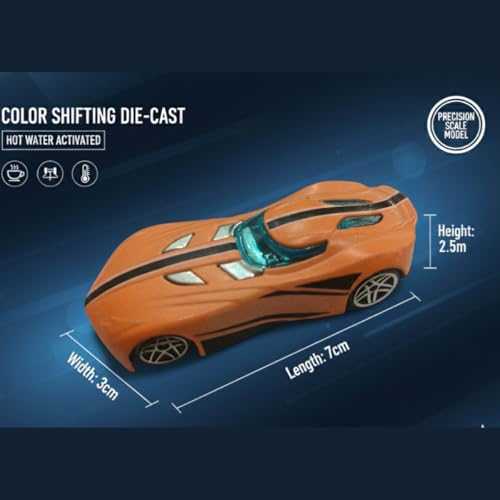Image of GENIE'S TOY BUS Color Changing Die-Cast Racing Car I 1:64 Scale Temperature Sensitive Paint Sports Car I Change Color with Water I Kids Collectible Toy for Ages 3+ I Best Birthday Gift for Kids