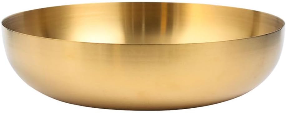 VICASKY Gold Bowl Metal Bowls Mixing Brass Decorative Large Serving Stainless Steel 9.45 Inch Salad Soup Pasta Snack Cooking Baking Dishwasher Safe Multi Functional Elegant for Home Parties Wear