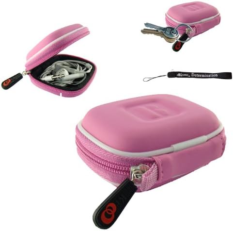 Travel KeyChain Case for SanDisk Sansa Clip 2 GB MP3 Player "Earphones set fits too!!!" + Includes a 4-inch eBigValue Determination Hand Strap as a gift!!