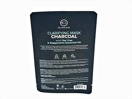 Vegan Facial Sheet Mask - Bcl Essential Oil For Single Use 0.67 Oz (Clarifying Charcoal) #TOP1