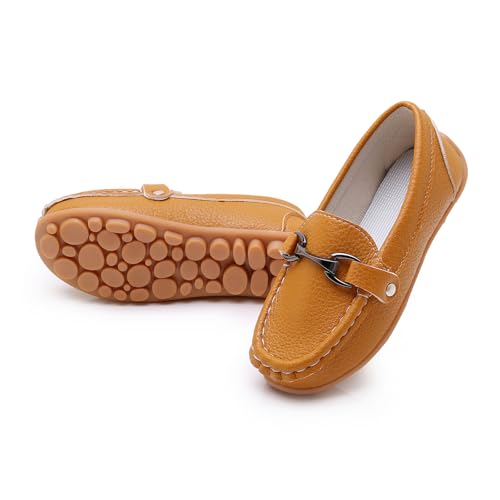 Image of SOFMUO Boys Girls Leather Loafers Slip-On Oxford Flats Boat Dress Schooling Daily Walking Shoes(Toddler /Little Kids)