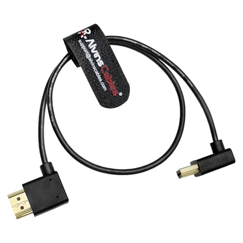 Alvin's Cables Cable HDMI 2.1 8K forma L para Z CAM E2 60cm,ángulo recto hacia arriba,cable alta velocidad para monitor cámara,compatible Sony A7S3 FS5 FS7 A7iv,Atomos Ninja V,Portkeys BM5,BMPCC,Canon