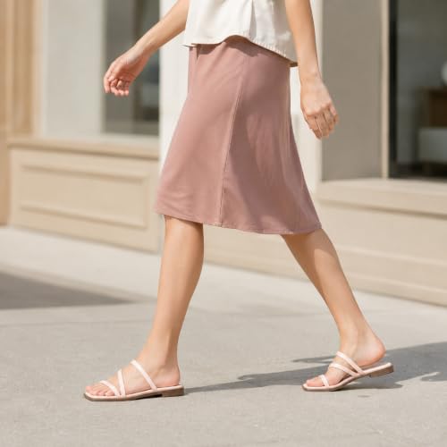 Image of LACUONE Flat Sandals Women Square Open Toe Slides