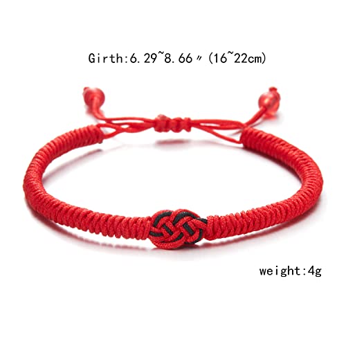 Rinhoo Red String Bracelets Protection Adjustable Good Luck Vajra Knot Bracelet For Couples Friends Family Women Men Girls Boys (Vajra Knot-Red+Red, Adjustable) #TOP1