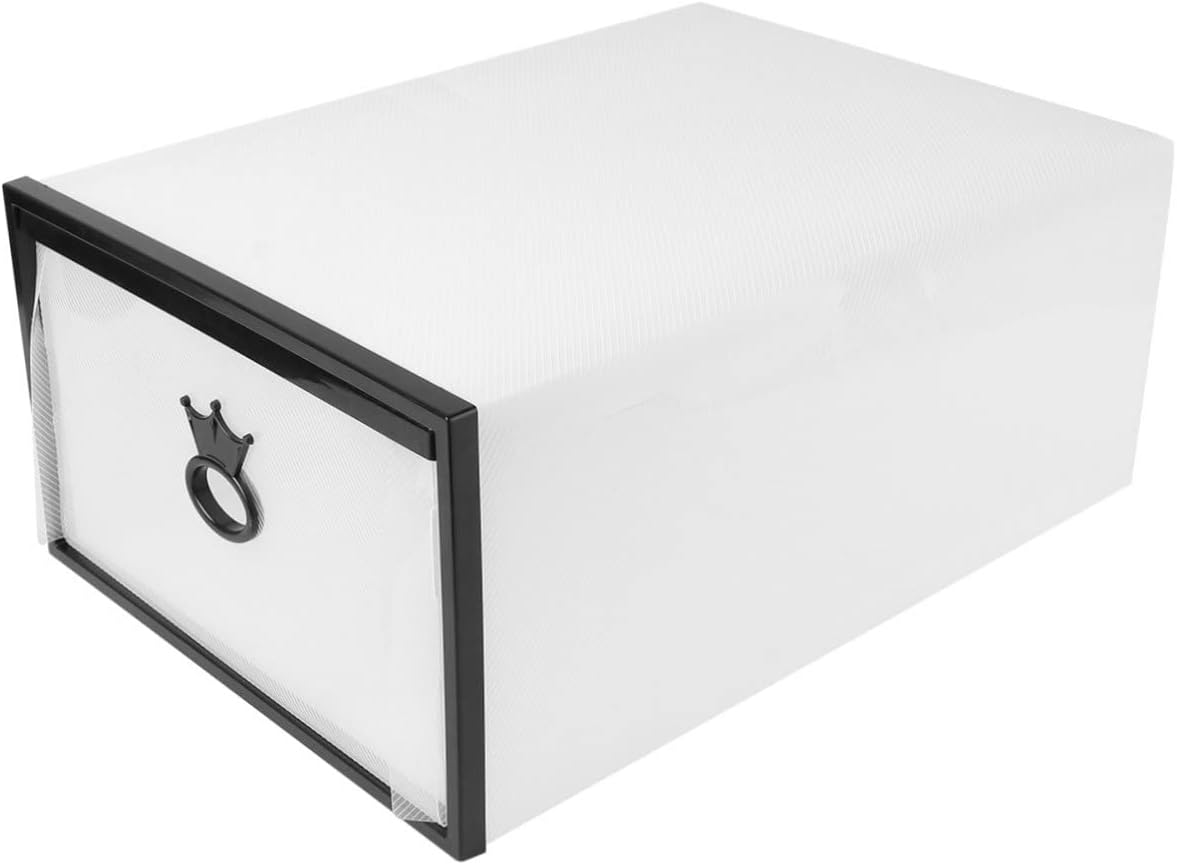 Thickened Transparent Stackable Shoe Box Drawer Type Plastic Storage Container Black Frame White Case for Men and Women Shoes Organizer