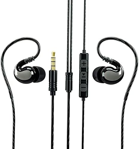 JAAMIRA Sports Wired Earbuds in-Ear Earphones with Microphone &Volume Control -Bass &Noise Isolation Over Ear Headphones with 3.5mm Jack -for Android Phone iPhone Computer Gaming Workout IPX4 Black