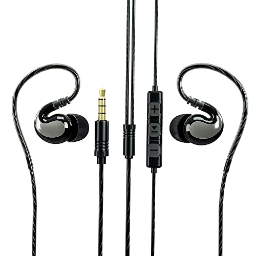 Jaamira Sports Wired Earbuds In-Ear Earphones With Microphone &Volume Control -Bass &Noise Isolation Over Ear Headphones With 3.5Mm Jack -For Android Phone Iphone Computer Gaming Workout Ipx4 Black #TOP3