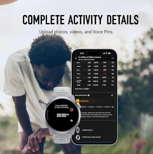 Image of COROS PACE 4 Ultralight Sport GPS Watch, 1.2 inch AMOLED Touchscreen,19 Days of Daily use, Voice Features, Advanced Training Tools, Accurate GPS, Heart Rate Monitor (Cloud White, Aluminum)