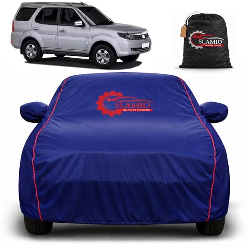 Image of Car Cover for Tata Safari 2019-2020 | 100% Waterproof Heavy-Duty 3-Layer Car Body Cover | All-Weather Rain, UV, Sun & Dust Protection | Custom Fit | Mirror & Antenna Pockets | Navy Blue