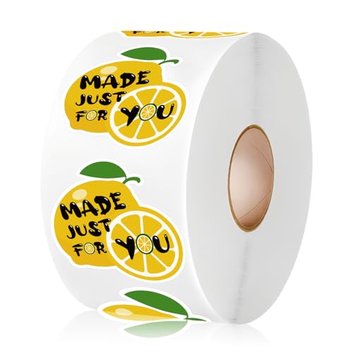 500 PCS Lemon Stickers Labels for Small Business Packaging Orders, Boxes and Envelopes, Summer Lemon Stand Waterproof Labels for Greeting Cards Brithday Christmas Gift Wrapping