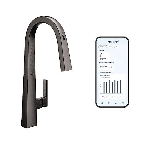 Moen S75005EVBLS Nio Smart Touchless Pull Down Sprayer Kitchen Faucet with Voice Control and Power Boost, Black Stainless Moen S75005EVBLS Nio Smart Touchless Pull Down Sprayer Kitchen Faucet with Voice Control and Power Boost, Black Stainless