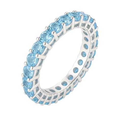 Bague en argent 925 avec topaze bleue naturelle pour vos soirées