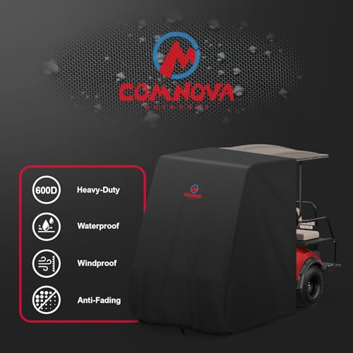 Comnova Golf Cart Cover 4 Passenger - 600D Waterproof Golf Carts Enclosure with Zipper, Windproof & UV Resistant, Outdoor Golf Cart Cover Universal Fit EZGO, Club Car, Yamaha up to 112"L x 48"W x 66"H - image 5