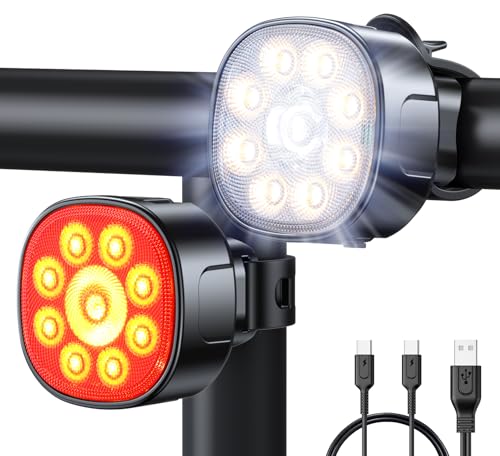 Éclairage Vélo Babacom USB - Avant Spot/flood, Arrière 8+7 Modes | IP65 étanche Pour VTT, Trottinette