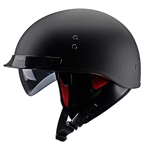 YYHDD Casque De Moto Pour Homme et Femme, Casque Jet Pour Moto, Rétro Casque à Visage Ouvert, DOT Homologué, Pour Street Bike Cruiser Chopper Moped Scooter (Noir mat,L), (TKY06) Cover