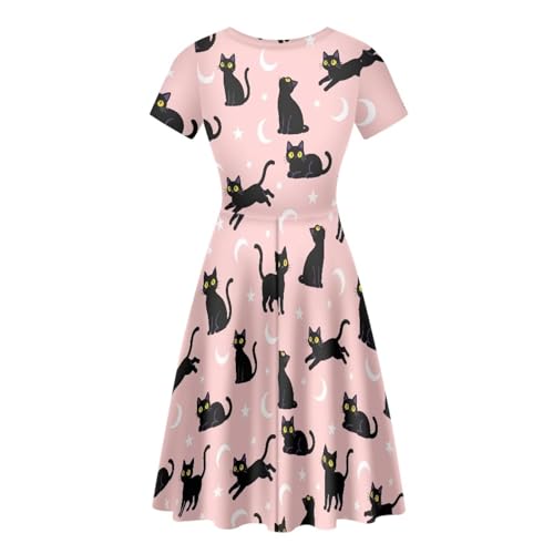 Image of AFPANQZ Womens Casual Summer Lightweight Vintage Dress Short Sleeve Midi Dress Knee-Long Luxury Formal Dress
