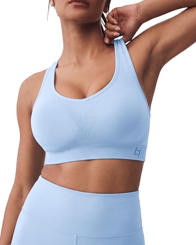 Image of FITTIN Supportive Sports Bras for Women: Padded Racerback for Yoga Workout | Full Coverage No Bounce Zero-Pressure Comfort Wide Strap Seamless for Pilates Gym - for C-DDD Cups Plus Size Large Bust Women