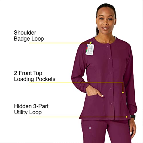 Wonderwink W123 Women’s Crew Neck Warm-Up Jacket — Wine, Xl #TOP1
