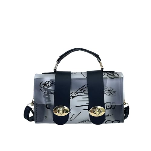 Transparent Handbag Crossbody Bag Frosted Texture Color Matching Graffiti Bag Adjustable Crossbody Bag Single Shoulder Wallet