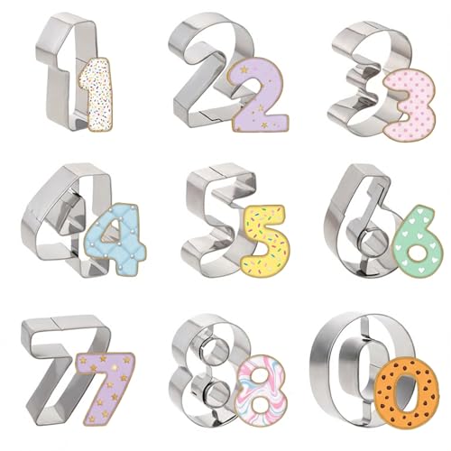 LXUEJIE Zahlen Ausstecher 0-9, Edelstahl Plätzchenformen Backform Zahlen Ausstechformen Set für Kekse, Backen, DIY Backform, Kuchendekoration LXUEJIE Zahlen Ausstecher 0-9, Edelstahl Plätzchenformen Backform Zahlen Ausstechformen Set für Kekse, Backen, DIY Backform, Kuchendekoration