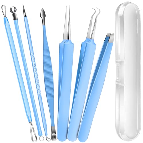Teenitor 7 Pcs Professional Blackhead Remover Tweezers and Pimple Popper Tool Kit