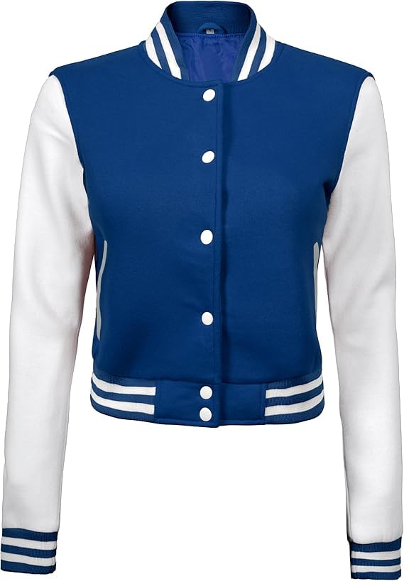 Decrum Cropped Varsity Jacket Women - Casual Highschool Bomber Style Womens Baseball Jackets3
