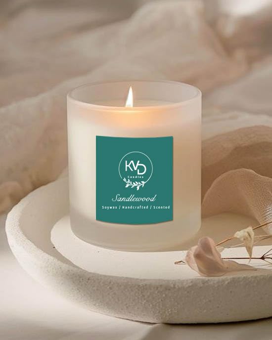KVD Collection Sandalwood Scented Pure SOYA Wax Candle | Handcrafted | Smokeless & Non-Toxic Candles for Home Decor & Aromatherapy | 200 Gm | Long Burning Time