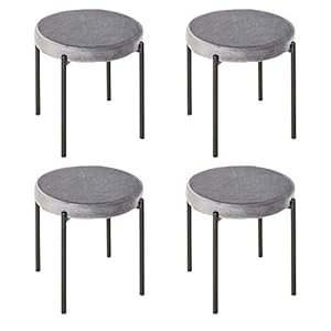 HOMCOM Set van 4 eetkamerkrukken, stapelbaar, eetkamerstoelen, keukenstoelen met gevoerde zitting, fluwelen look, voor keuken, eetkamer, metaal, 41,5 x 41,5 x 46 cm