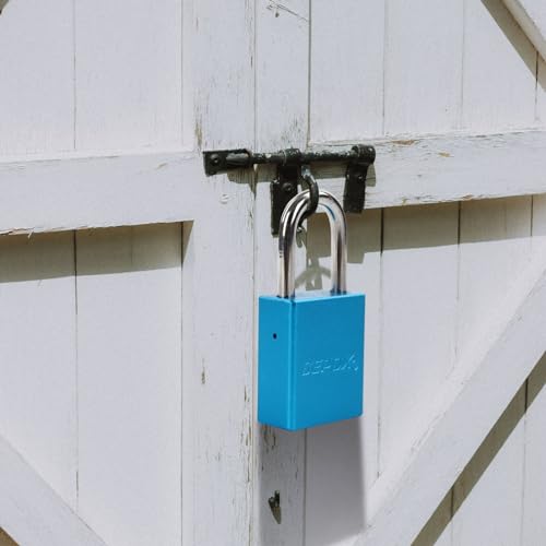 Image of SEPOX Ultra-Durable & Anti-Rust Outdoor Blue Aluminum Padlock - 38mm 1-1 /2 inch with Long Shackle & 3 Big Different Keys Ideal for Gate, Storage, Locker, Fence and Lock-Out, High Security