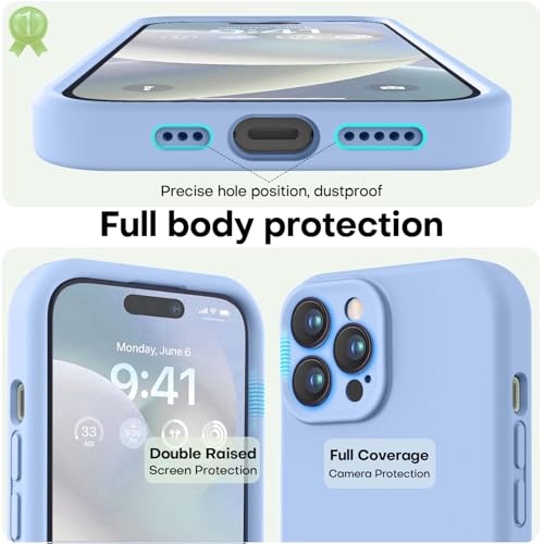 Image of LOVE 3000 Designed for iPhone 14 Pro Max Case, Premium Silicone with [Soft Anti-Scratch Microfiber Lining] Shockproof Protective Phone Case for Men Women Girls 6.7 inch, Light Blue