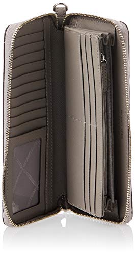 Michael Kors Jet Set Travel Continental Zip Around Leather Wallet Wristlet (Pearl Grey) - Image 5