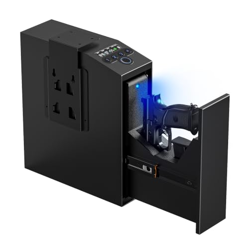 Biometric Gun Safe for Handgun Quick Slider Bedside Pistol Safe Nightstand | 0.1...