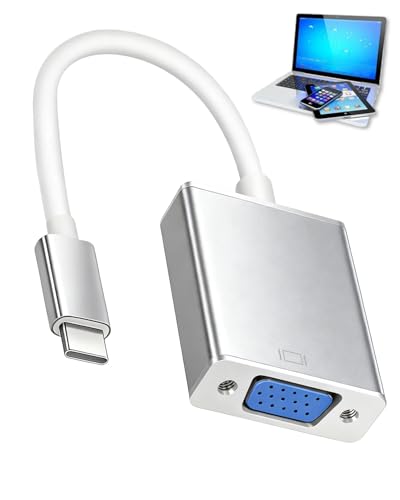 Adaptador USB C a VGA, compatible con Thunderbolt 3/4, convertidor macho a hembra, resolución 1920x1200 para MacBook Pro/Air, iPhone 15 Plus Pro Max, carcasa de aluminio, accesorios multimedia