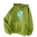 TIMIYUYU Pullover Teenager Mädchen Kawaii Hoodie Herbst Winter Kapuzenpullover Damen Pulli Casual Sweatshirt Kapuze Sport Outerwear Warme Pullover Oberteile (Grün11, S)