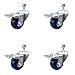 Stainless Steel Solid Polyurethane Swivel Threaded Stem Caster Set of 4 w/3" x 1.25" Blue Wheels and 3/8" Stems - Includes 4 with Total Lock Brakes - 1200 lbs Total Capacity - Service Caster Brand