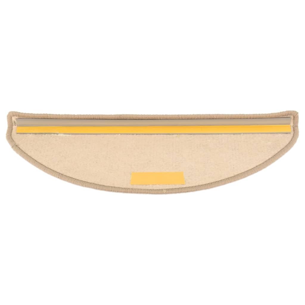 Stufenmatten 15 Stück 65x21x4 cm Dunkelbeige Halbrund Groß Treppenstufen Matten, Teppich Innen für Treppen, rutschfest Stufenmatten Treppenteppich