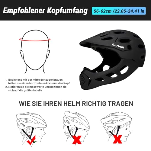 MEETHOO Mountainbike Helm-MTB Full Face Helm, Einstellbare Größe Fahrradhelm für Männer Frauen