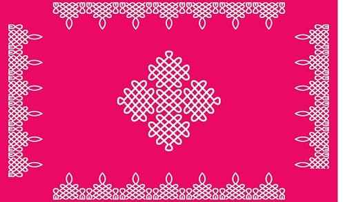 Image of Backdropon Kollam (Maggu) Design Backdrop Cloth for Pooja Decoration Traditional Background Curtain Cloth for Festival Size 5 Feet Height and 8 Feet Width(5 * 8)
