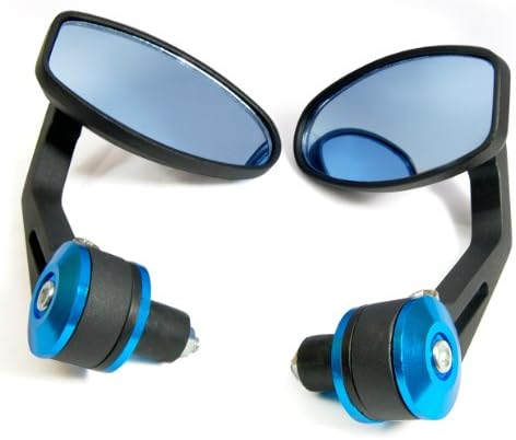 Black Blue Motorcycle ATV Rear View Bar End Mirror Universal Fit 7/8" Pair Brand NEW