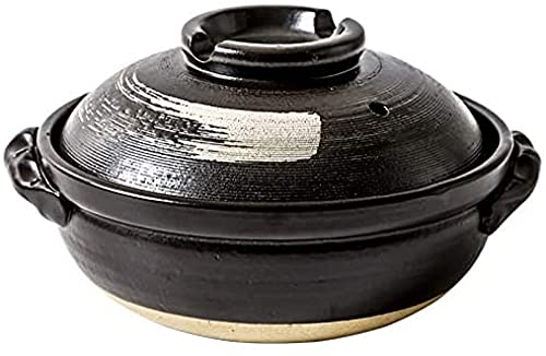 Japanese pot casserole dish, ceramic casserole with lid, slow stew, round casserole dish, soup pot with soup pot, oil-free saucepan,-1.6L