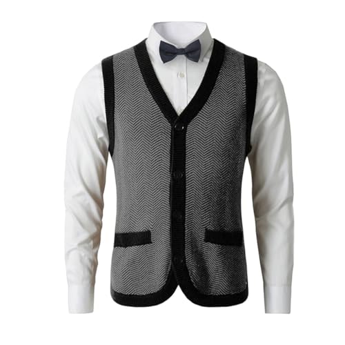 Men's Sweater Vest V-Neck Sleeveless Knitted Solid Color Cardigan Lightweight Button Vest2