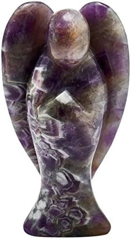 Nupuyai 3" Rose Quartz Guardian Crystal Angel Statue, Love Pocket Carved Angel Figurine Spiritual Healing Stone Ornament for Home Office Decor