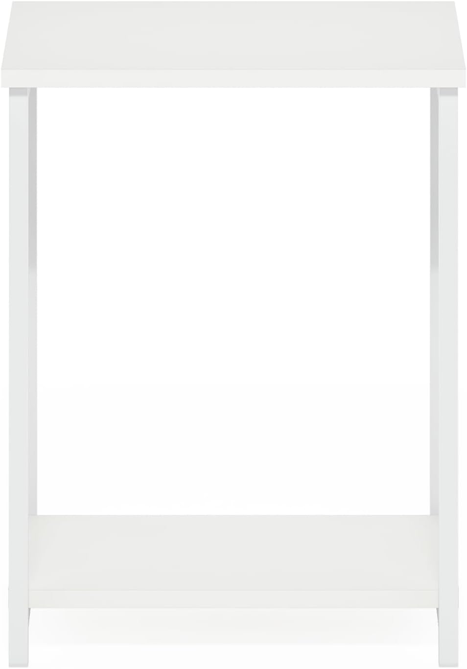 Furinno Simplistic Side Table, 2-Tier Metal Frame Modern End Table with Open Shelf, Night Stand, Bedside Table, for Living Room, Bedroom, White