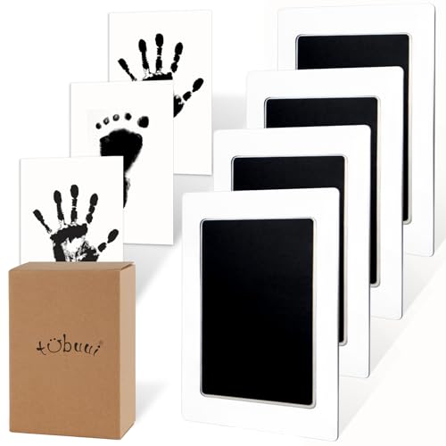 Image of Tubuui 4-Pack Inkless Hand and Footprint Kit, Baby Footprint Kits, Clean Touch Baby Handprints and Footprints Kits,No Mess Ink Pad for Baby Hand and Footprints,Dog Paw Print Kit (Black)