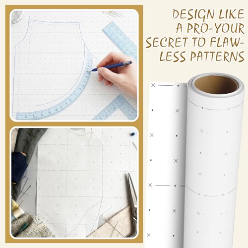Tinlade White Dotted Pattern Paper for Sewing 45 Inch x 20 Yards Tracing Paper Roll for Sewing Patterns Tracing Drafting Dressmaking Crafting Sketching Drawing by Tinlade - Used condition - Image 3