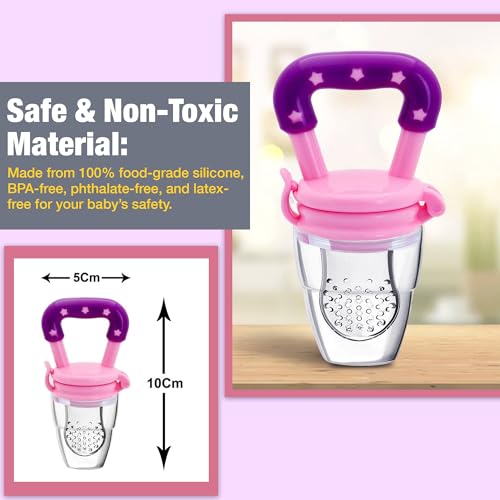Image of Safe-O-Kid (Pack of 2) Baby Fruit Nibbler /Pacifier - BPA-Free, 100% Pure Silicone, Teether for Baby | Soft Pacifier & Teether for Infants, Assorted