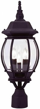 Livex Lighting 7526-14 Frontenac 3-Light Fixture, Black | Dimensions 22" x 8" x 22"; Clear Beveled Glass Shades; Traditional design