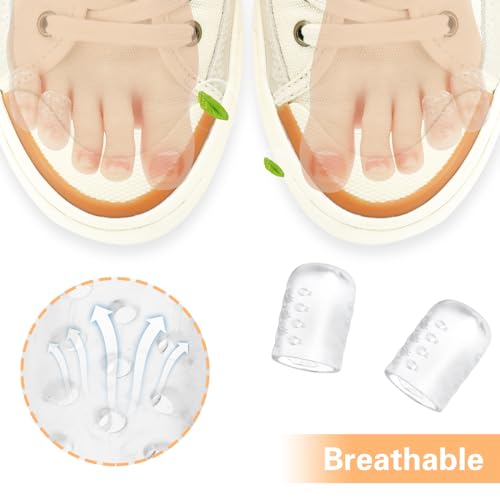 Abeillo 30Pcs Silicone Toe Protectors, Gel Anti-Friction Toe Protector Breathable Toe Caps Guards for Men Women, Soft Clear Little Toe Covers Silicone Toe Sleeves for Corns, Blisters and Pain Relief
