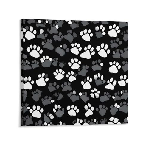 Impression sur toile murale abstraite patte noir et blanc cadre moderne 60x60 cm AQRJLPM