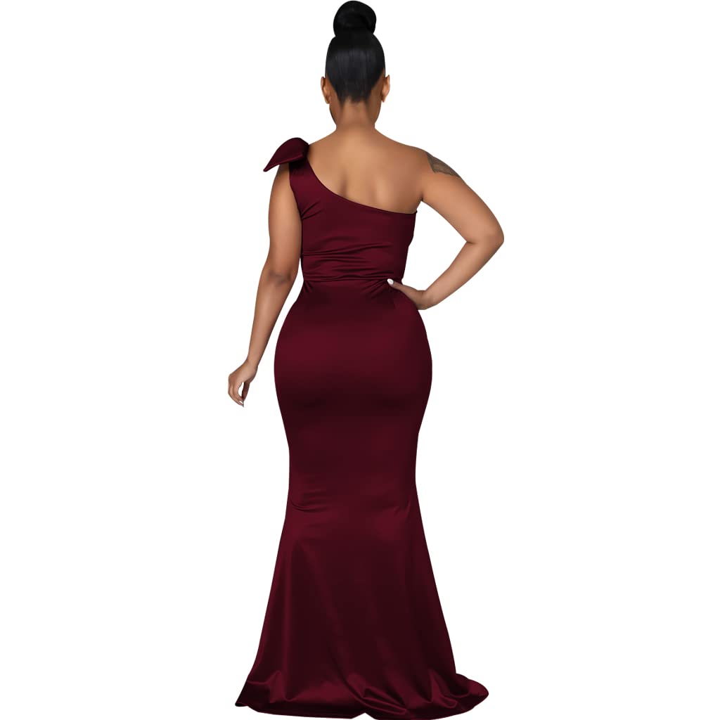 Vestido Largo Ajustado de un Solo Hombro para Mujer, sin Mangas, Elegante, para cóctel, Fiesta y como Vestido de invitada de Boda
